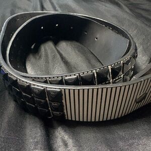 Black and white striped studded belt